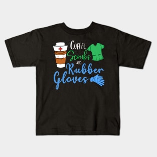 Coffee Scrubs And Rubber Gloves Kids T-Shirt